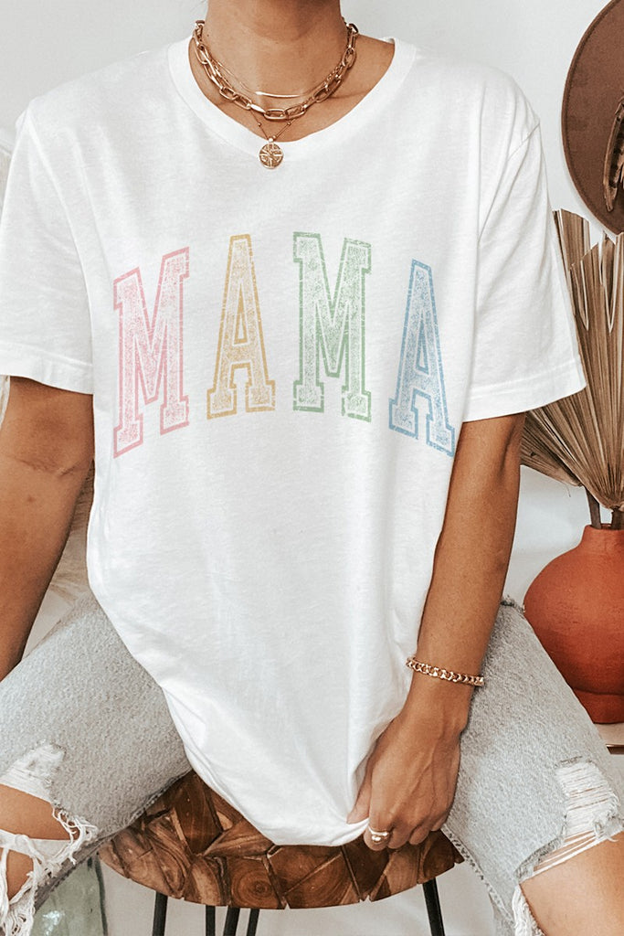 MAMA Oversized Short Sleeve Distressed Graphic Tee - Be You Boutique