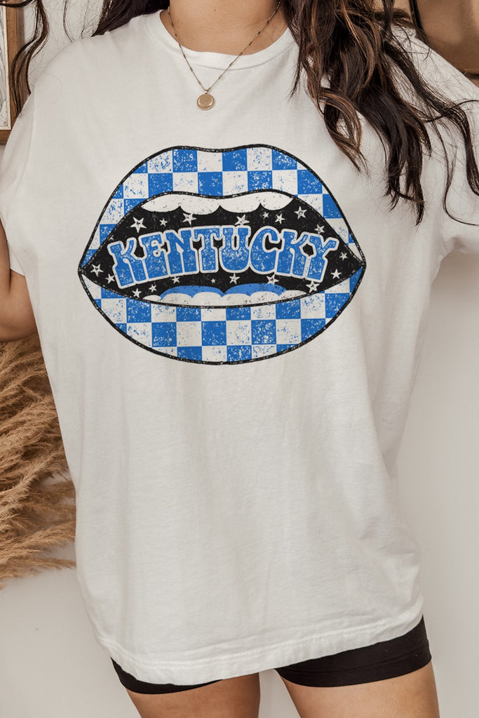Kentucky Lips Game Day Oversized Short Sleeve Distressed Graphic Tee - Be You Boutique