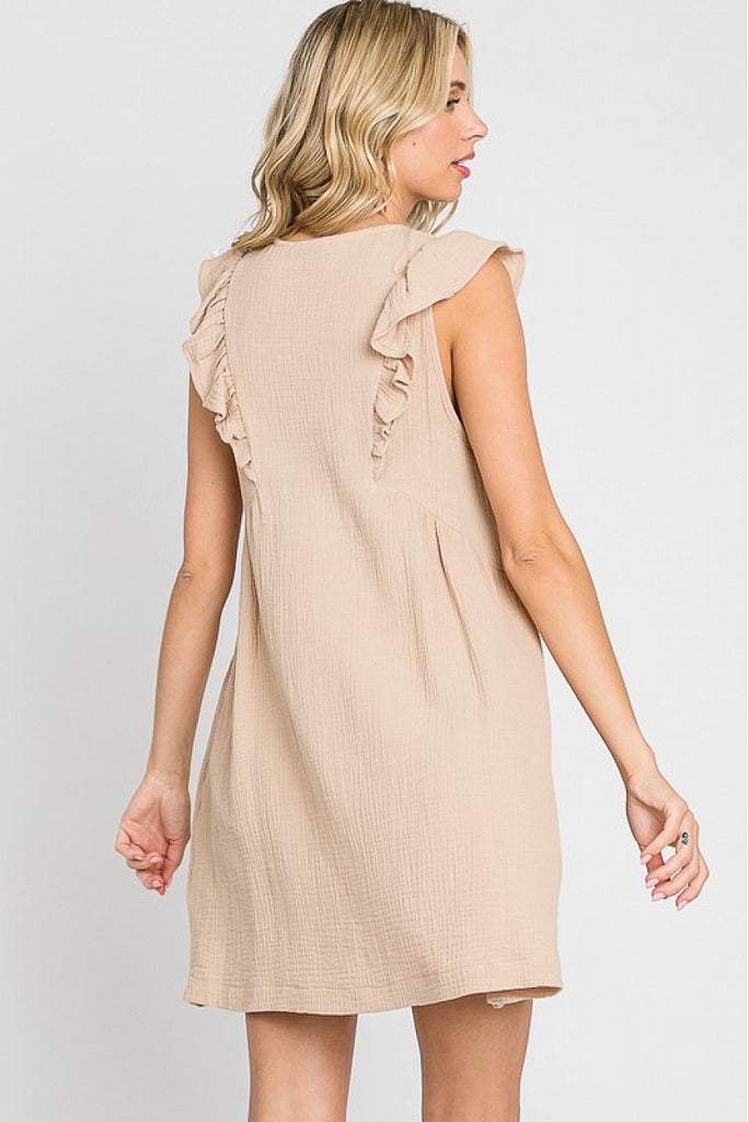 Carlisle Short Sleeve V Neck Button Dress - Be You Boutique