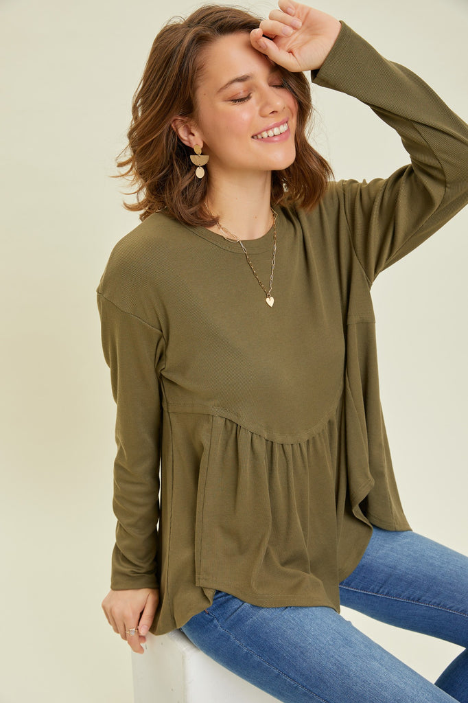 Melly Soft Thermal Layered Babydoll Flare Top - Be You Boutique