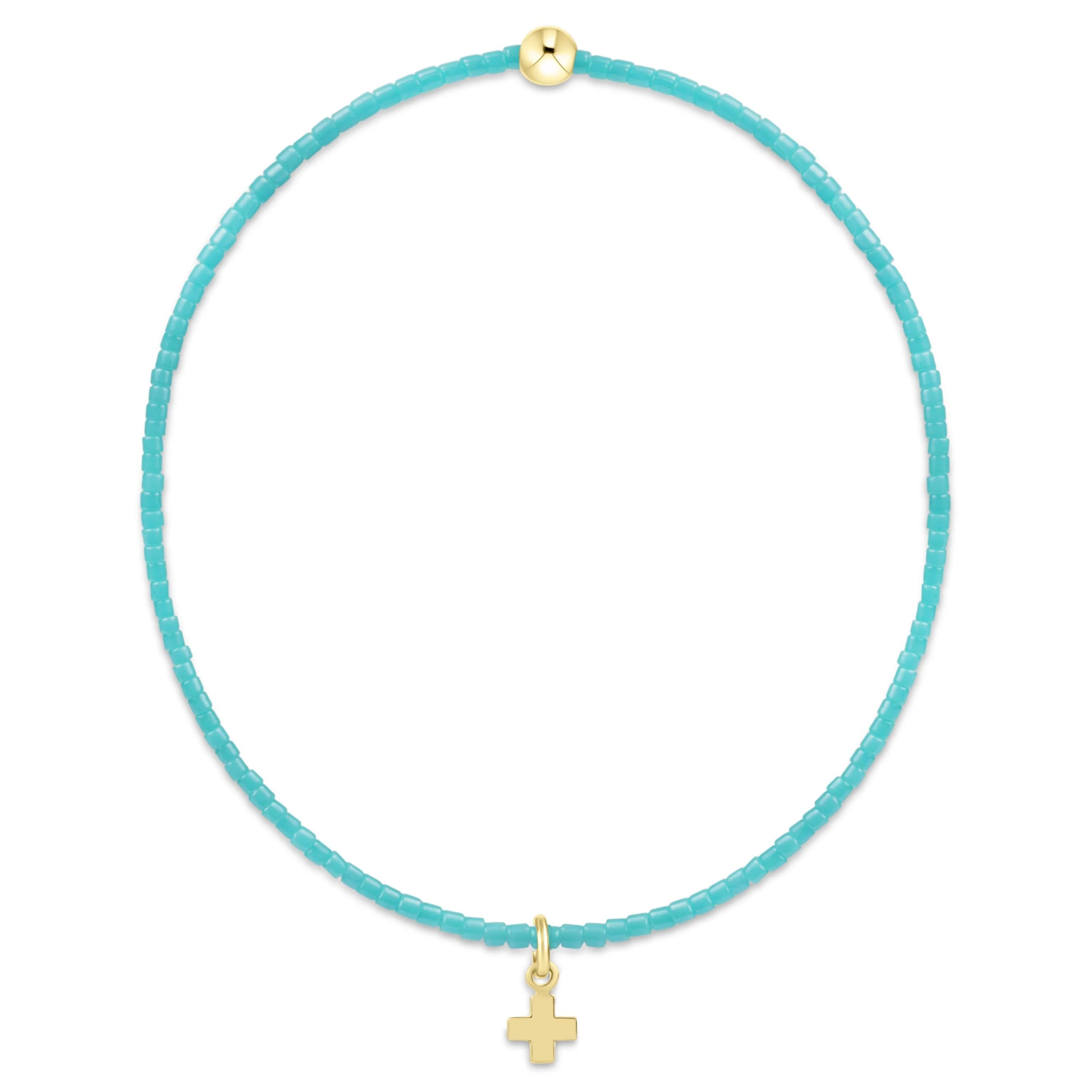 Enewton turquoise hope classic signature cross charm bracelet with silver accents, stylish jewelry accessory.