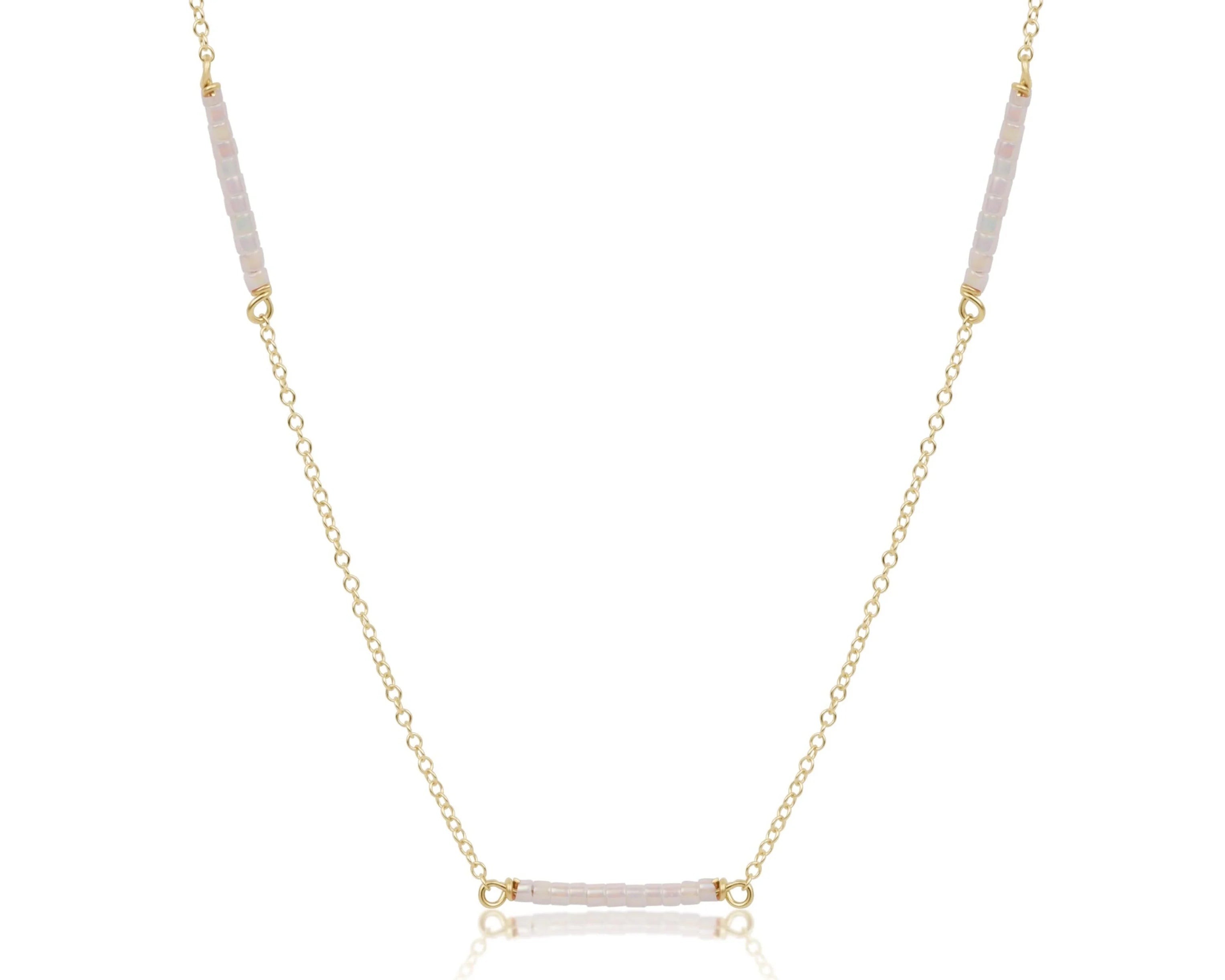 Enewton Silky White Hope Bliss Gold Necklace with delicate chain, showcasing elegant jewelry design on a white background.