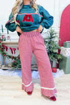 BAEVELY Maria gingham ruffle detailed pants in a classic checked pattern