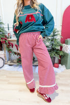 BAEVELY Maria gingham ruffle detailed pants in a stylish checked pattern