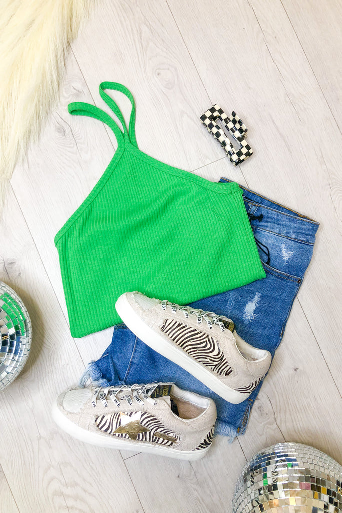 Buster Ribbed Criss Cross Tank Top - Be You Boutique