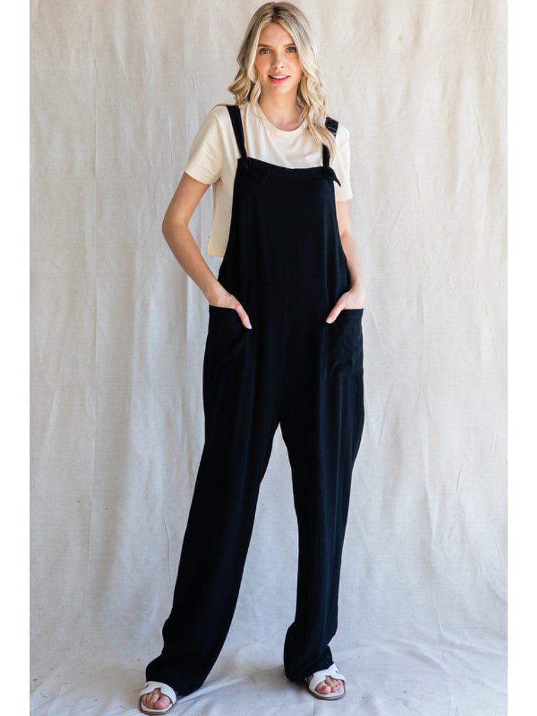 Sylvester Square Neck Wide Leg Sleeveless Overall Bottoms - Be You Boutique