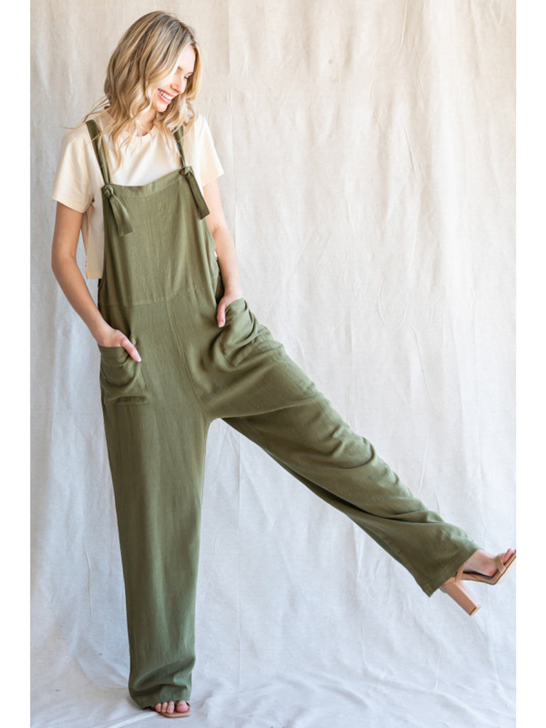 Sylvester Square Neck Wide Leg Sleeveless Overall Bottoms - Be You Boutique