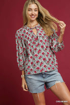Sasha Flower Print Balloon Sleeve Top - Be You Boutique
