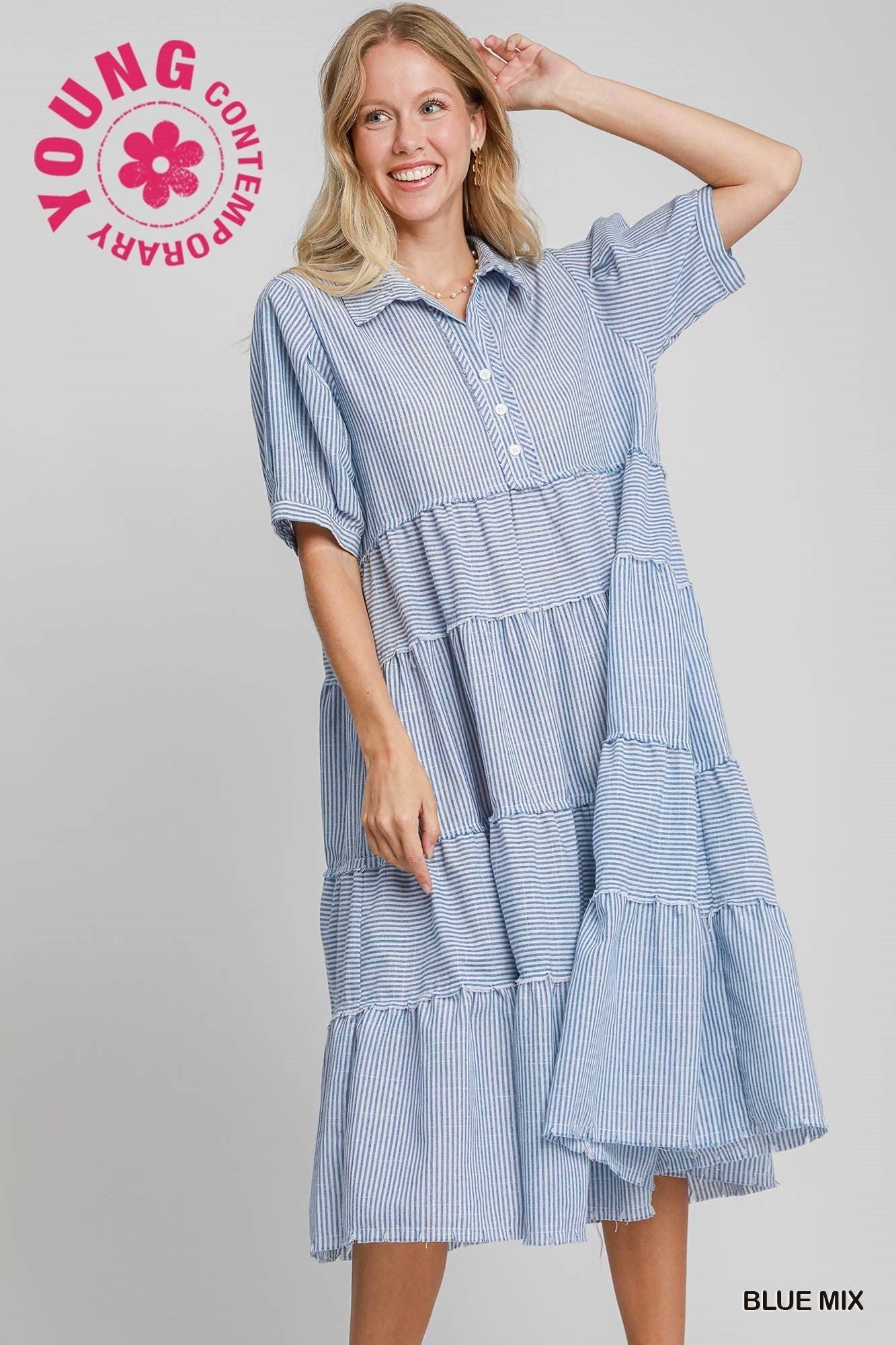 Louise Striped Tiered Dress - Be You Boutique