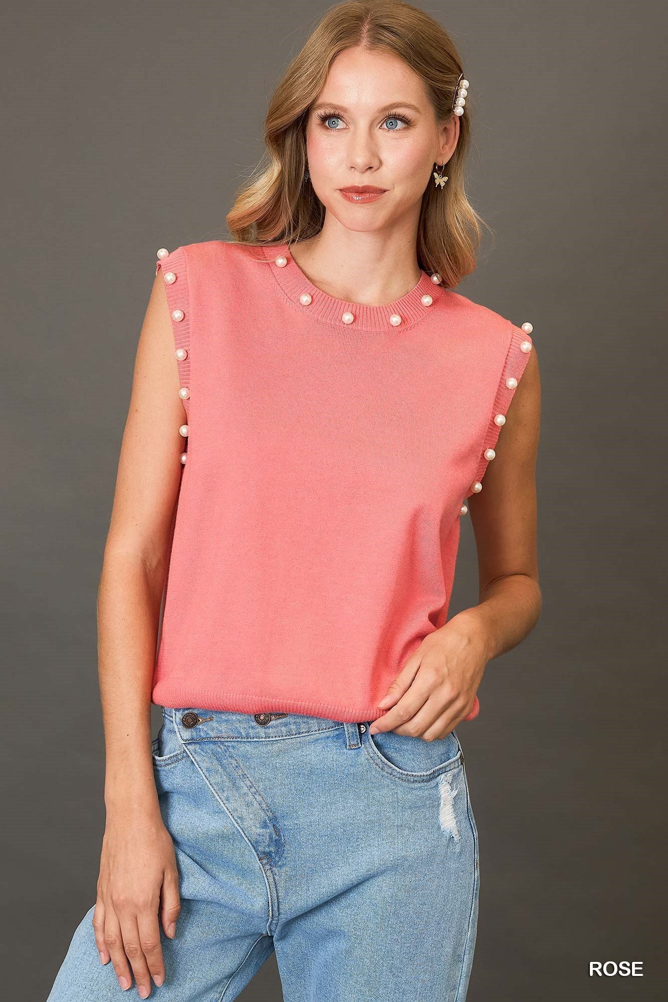 Rosie Pearl Embellished Sleeveless Top - Be You Boutique