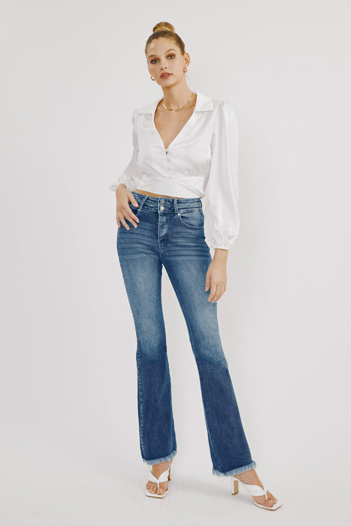 Kancan Kara High Rise Side Panel Detail Bootcut Denim Jeans - Be You Boutique