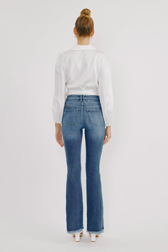 Kancan Kara High Rise Side Panel Detail Bootcut Denim Jeans - Be You Boutique
