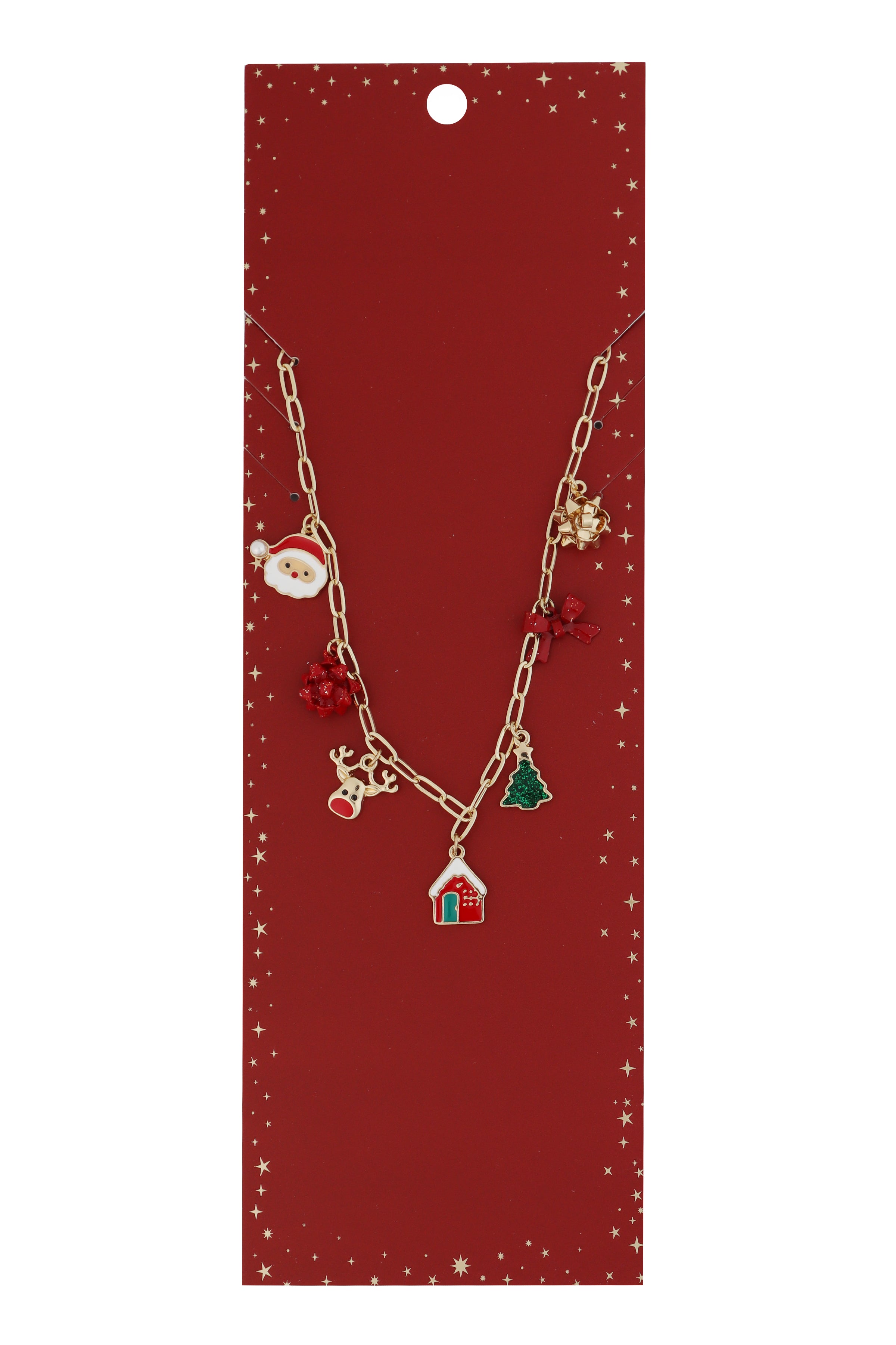 Christmas Gift, Bow, Santa Charm Necklace - Be You Boutique