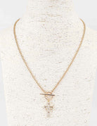 Gold Rope Chain w/ Rhinestone Cross Charm Necklace - Be You Boutique