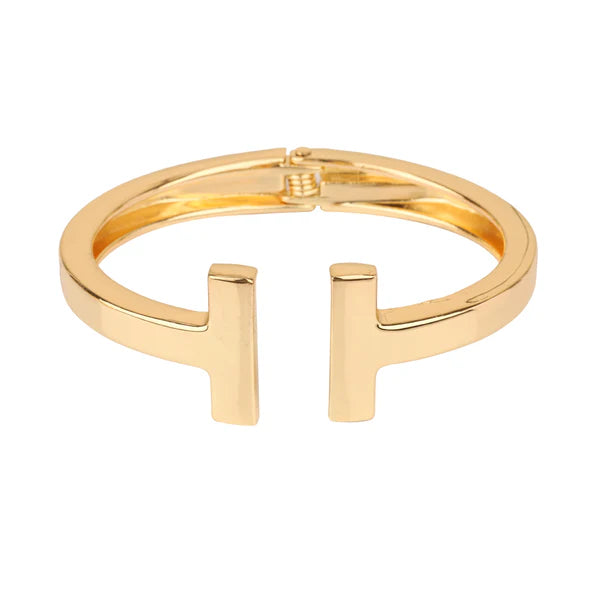 Gold Metal Hinged T Cuff Bracelet - Be You Boutique