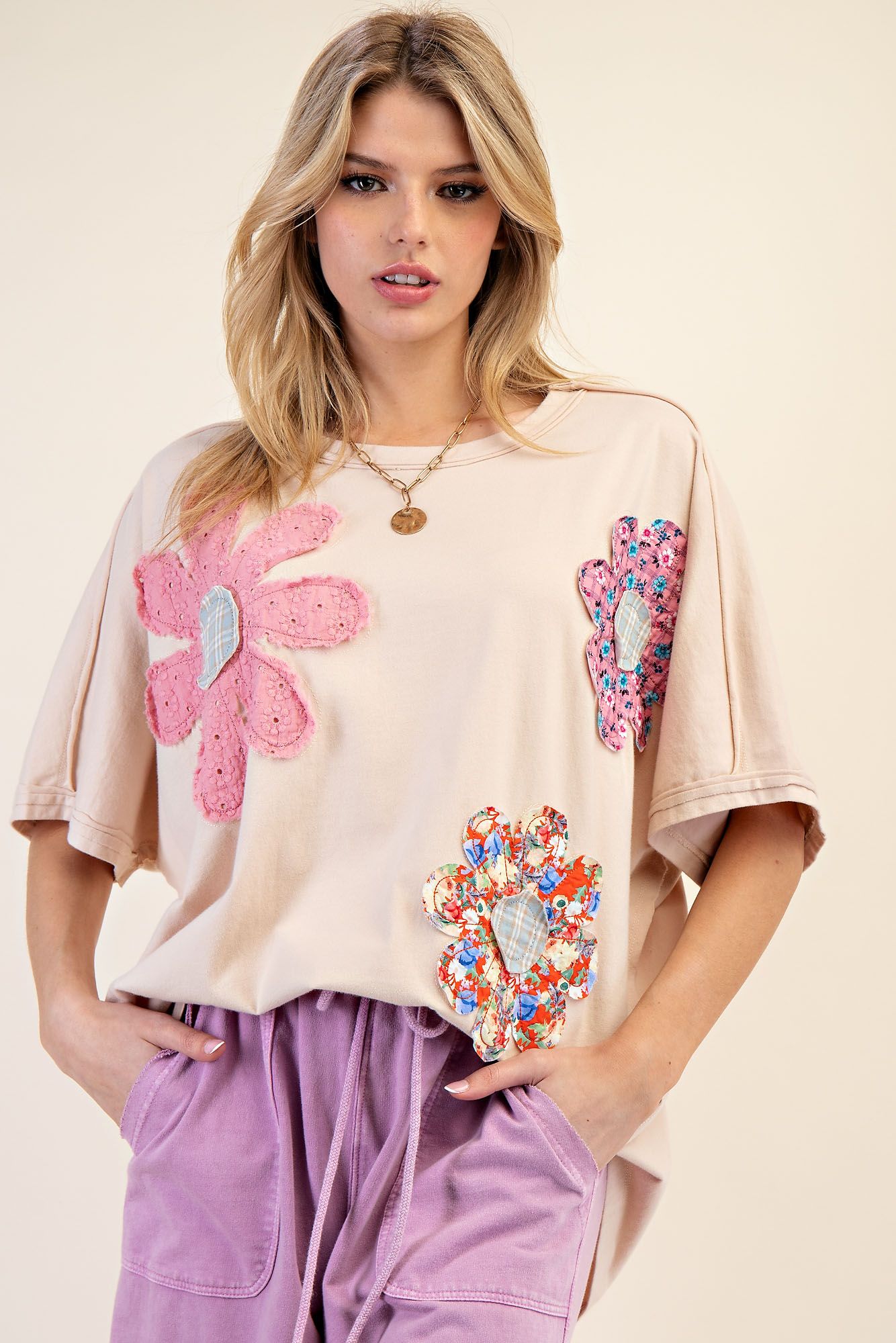 Billie Flower Patch Mineral Washed Top - Be You Boutique
