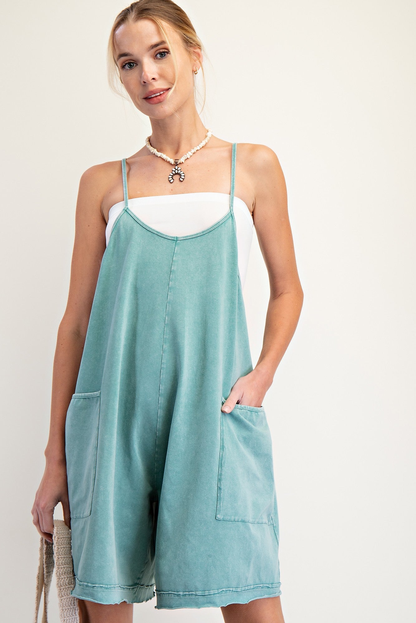 Kendra Mineral Washed Romper - Be You Boutique
