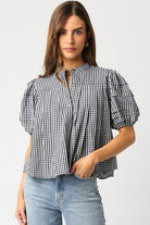 Sabrina Gingham Puff Sleeve Top - Be You Boutique