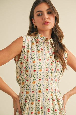 Mayci Collared Floral Sleeveless Top - Be You Boutique
