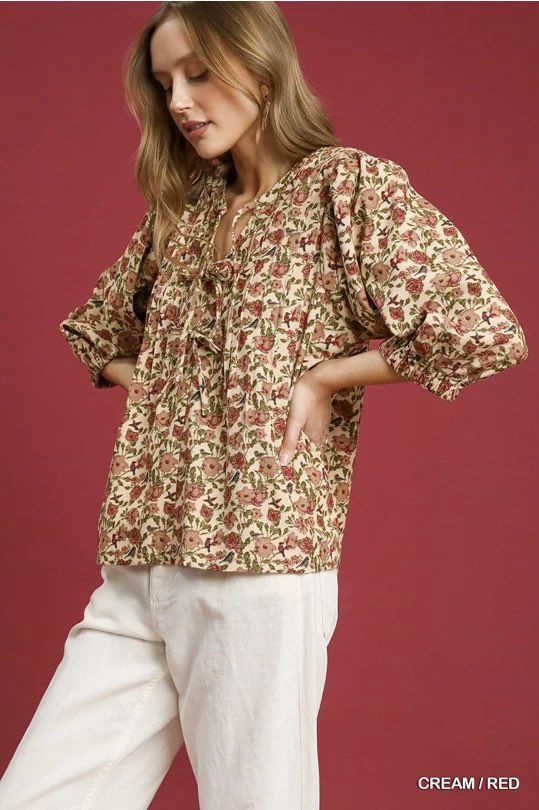 Tina Vintage Floral Pintuck Blouse Top *waiting on plus* - Be You Boutique