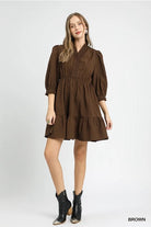Chandler Tiered Solid Printed Dress - Be You Boutique