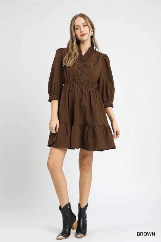 Chandler Tiered Solid Printed Dress - Be You Boutique