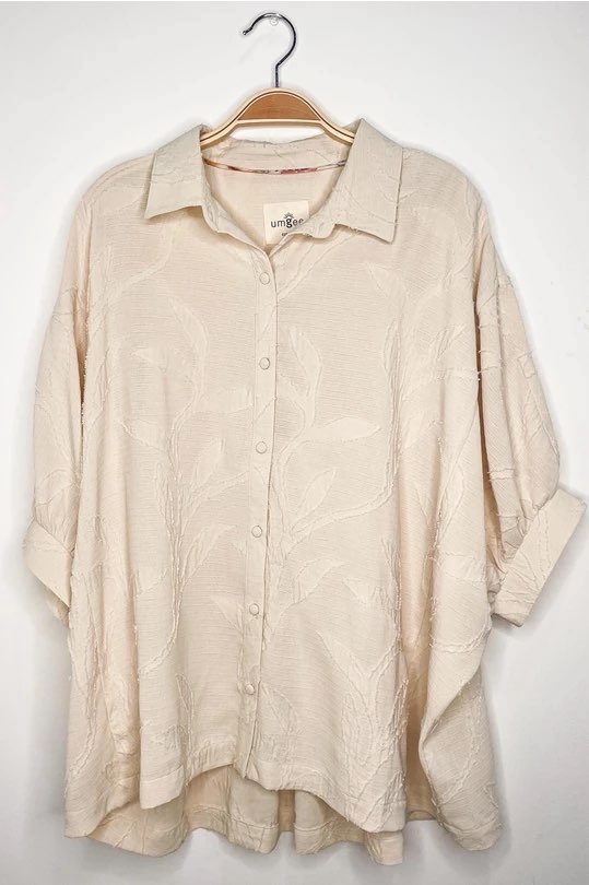 Mannie Jacquard Textured Leaf Print Blouse - Be You Boutique