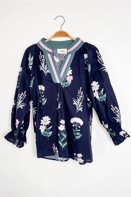 Hannah Floral Print Contrast Trim Blouse **waiting on plus - Be You Boutique