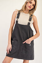 Piper Mineral Washed Overall Denim Dress - Be You Boutique