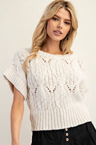 Layla Cable Knit Short Sleeve Sweater - Be You Boutique