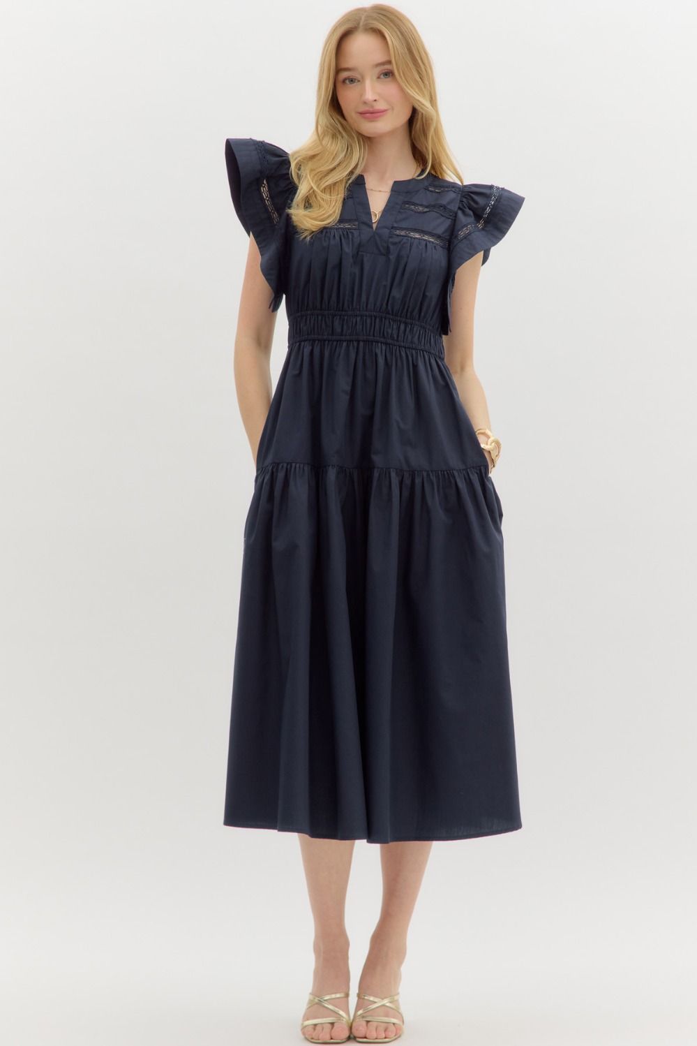 Nala Flutter Sleeve Midi Dress - Be You Boutique