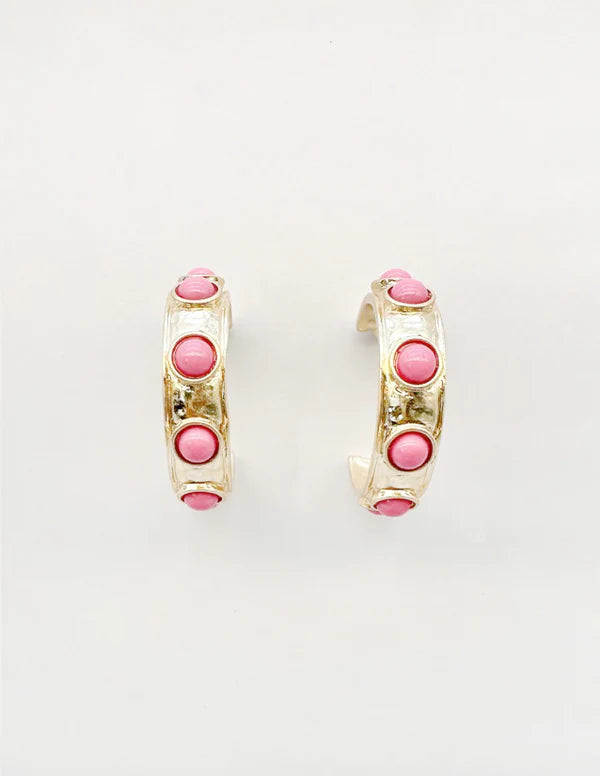 Gold Hoop with Pink Studded Accent - Be You Boutique