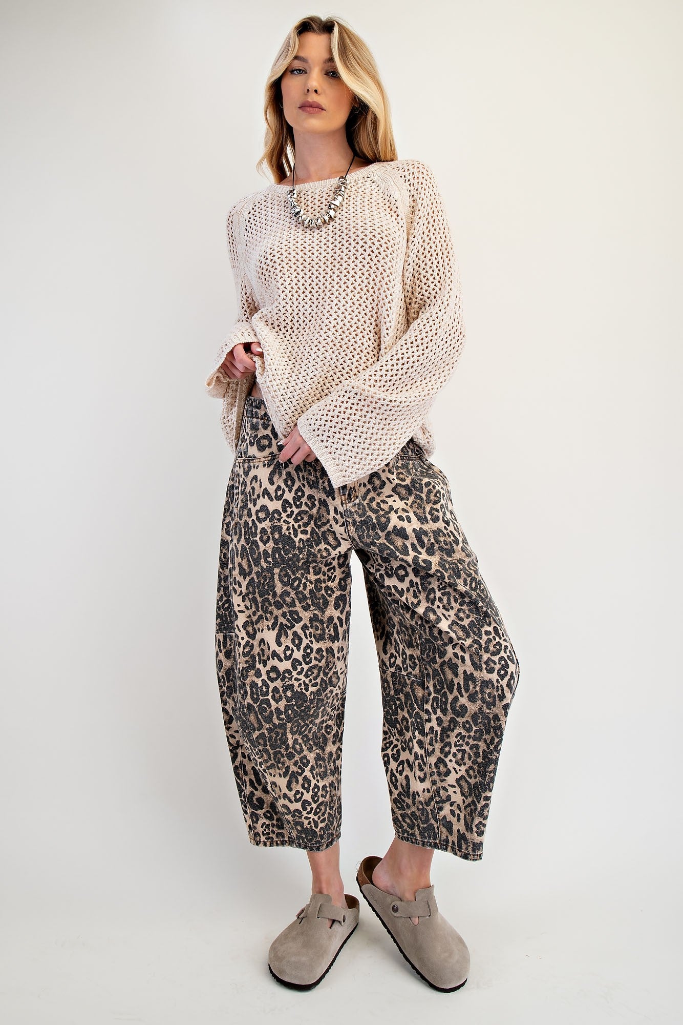 Steffan Leopard Print Washed Twill Barrel Pant - Be You Boutique