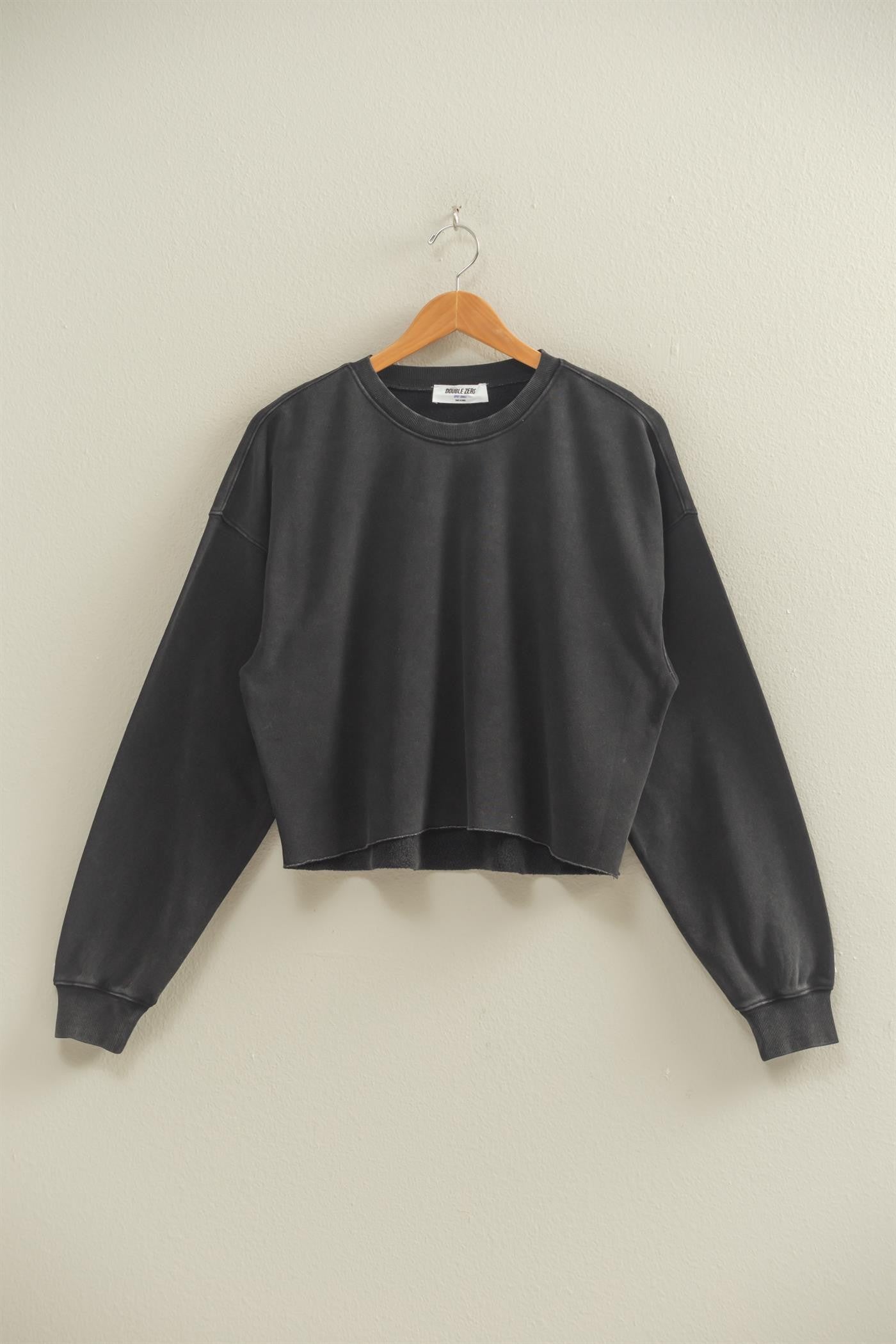 Terry Mineral Washed Round Neck Pullover - Be You Boutique