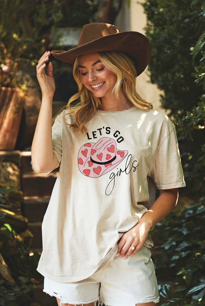 Valentines Let Go Girls Oversized Mineral Washed Graphic Tee - Be You Boutique
