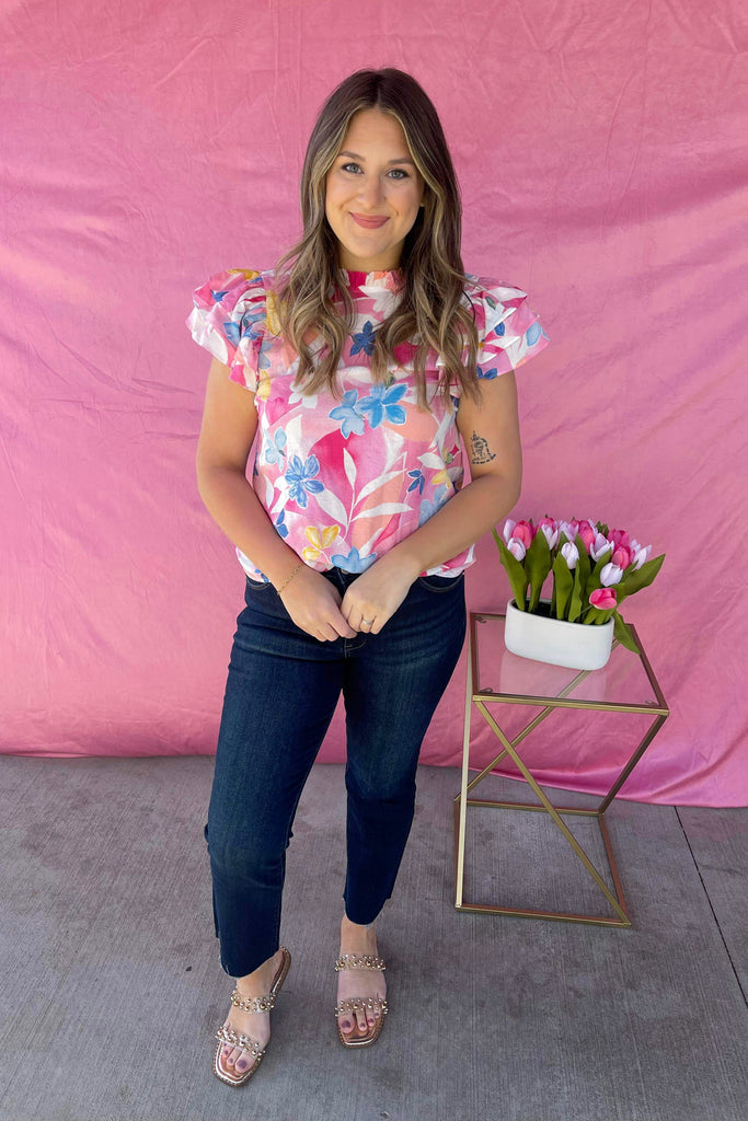Melly Floral Print Short Sleeve Summer Top - Be You Boutique