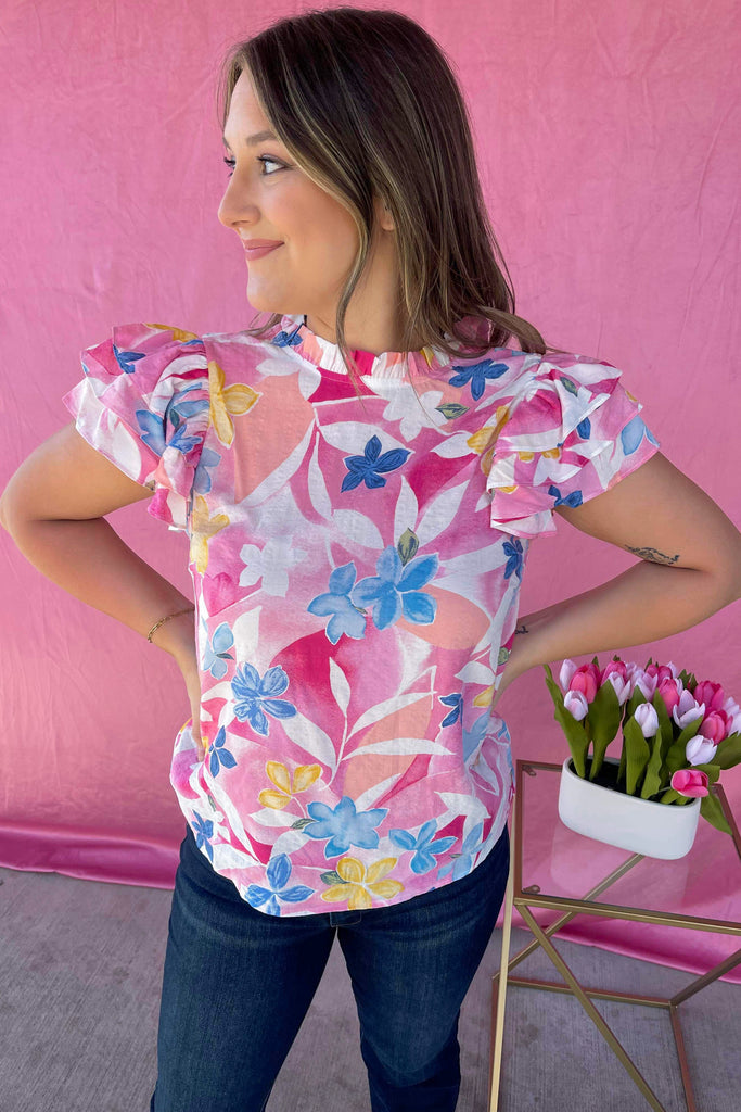 Melly Floral Print Short Sleeve Summer Top - Be You Boutique