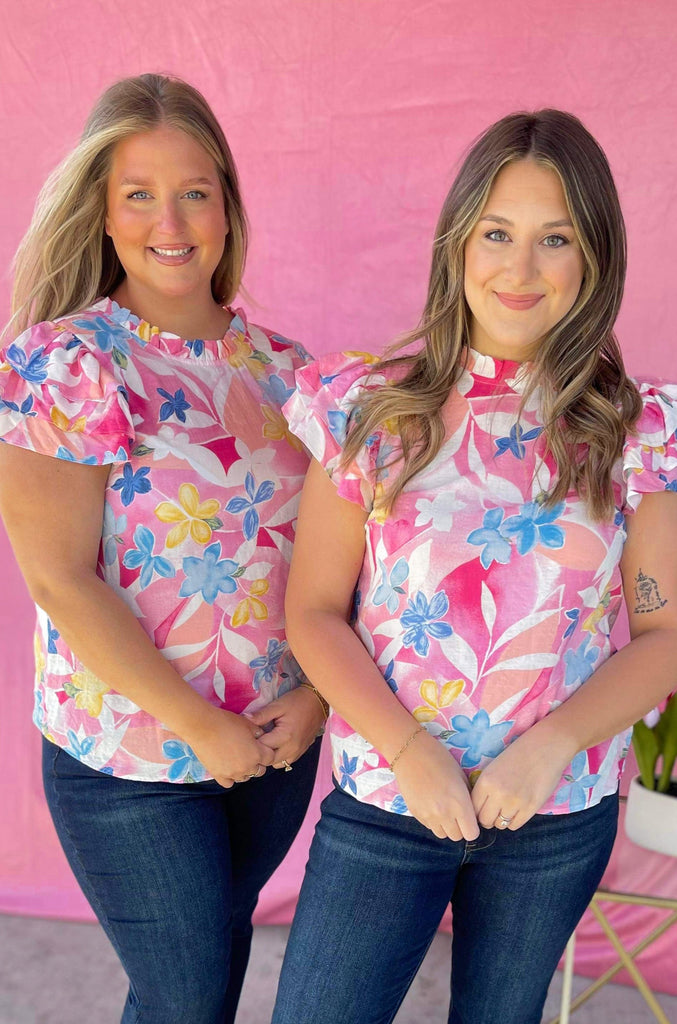 Melly Floral Print Short Sleeve Summer Top - Be You Boutique