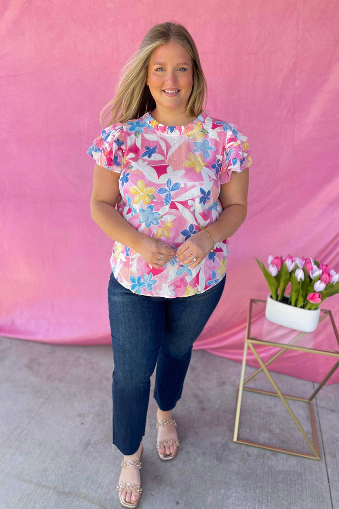 Melly Floral Print Short Sleeve Summer Top - Be You Boutique