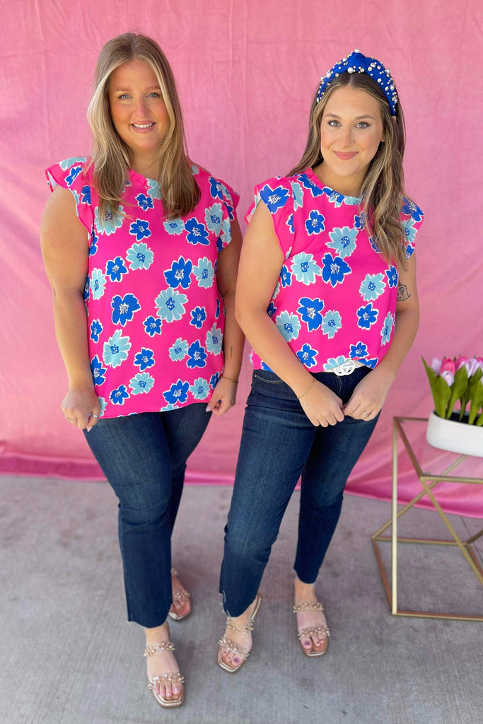 Marky Floral Print Ruffle Detail Short Sleeve Top - Be You Boutique