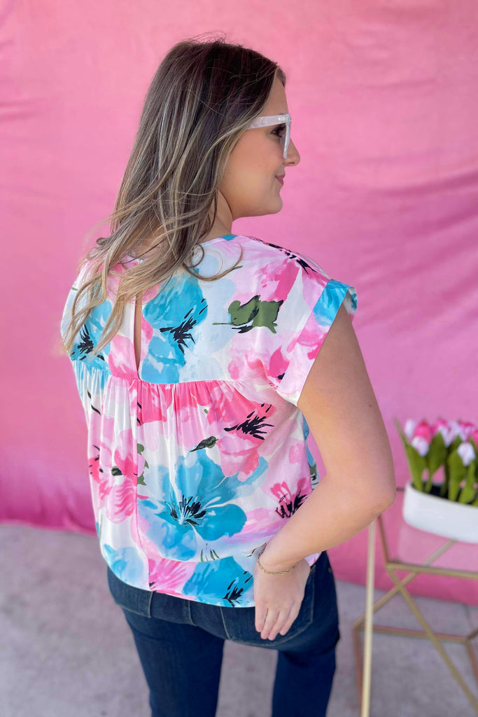Karen Floral Print Round Neck Dolman Sleeve Top - Be You Boutique