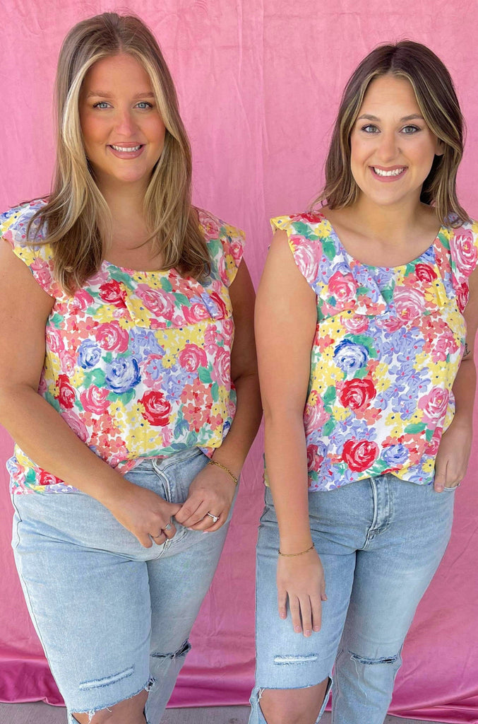 Lola Floral Print Tie Back Detail Blouse Top - Be You Boutique