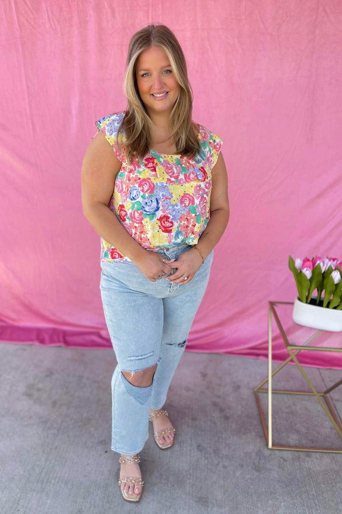 Lola Floral Print Tie Back Detail Blouse Top - Be You Boutique