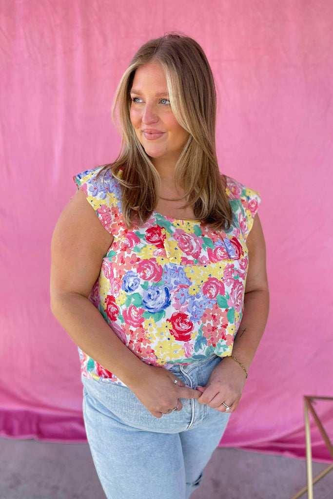 Lola Floral Print Tie Back Detail Blouse Top - Be You Boutique