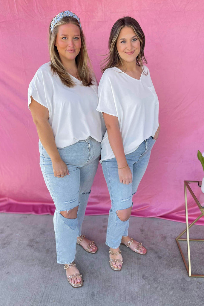 Corinne V Neck Short Sleeve Blouse Top - Be You Boutique