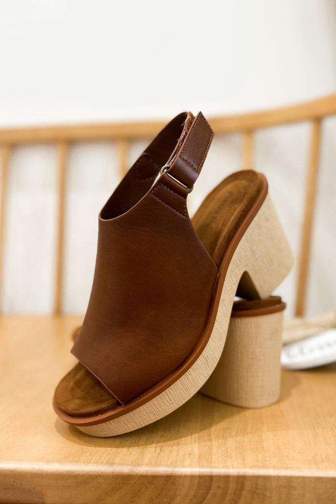 Clue Sling Back Wedge Platform Sandal with Hook and Loop Closure - Be You Boutique