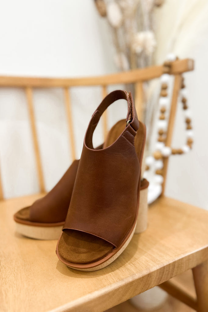 Clue Sling Back Wedge Platform Sandal with Hook and Loop Closure - Be You Boutique
