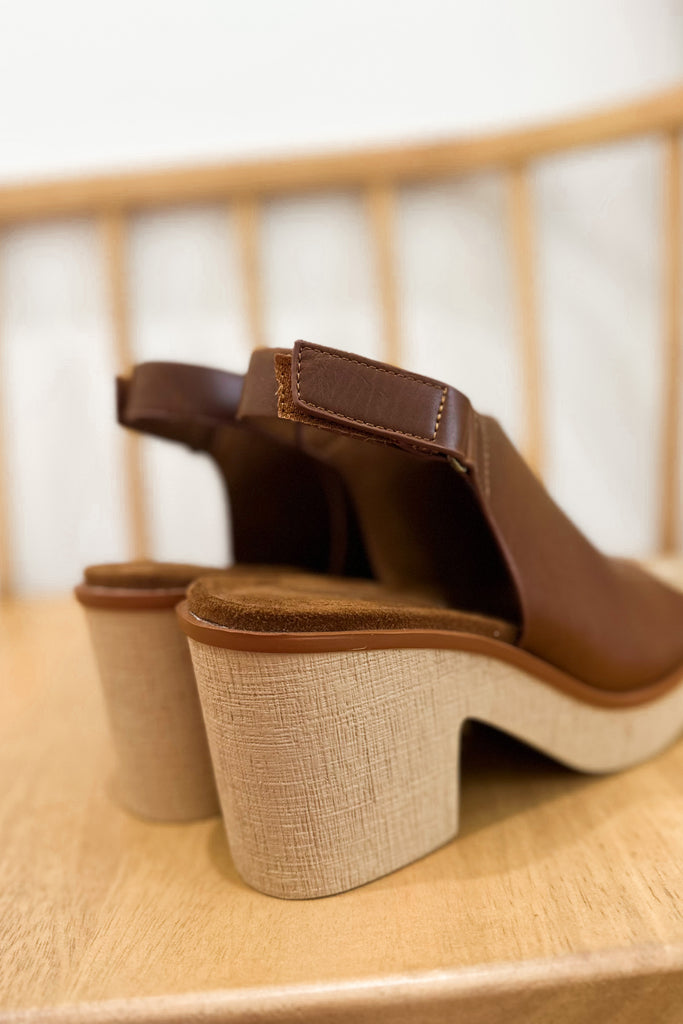 Clue Sling Back Wedge Platform Sandal with Hook and Loop Closure - Be You Boutique