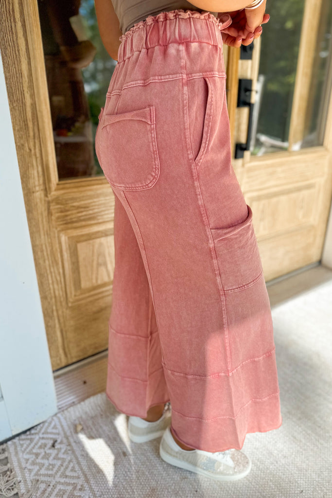 Bradley Mineral Washed Terry Knit Wide Leg Pants - Be You Boutique