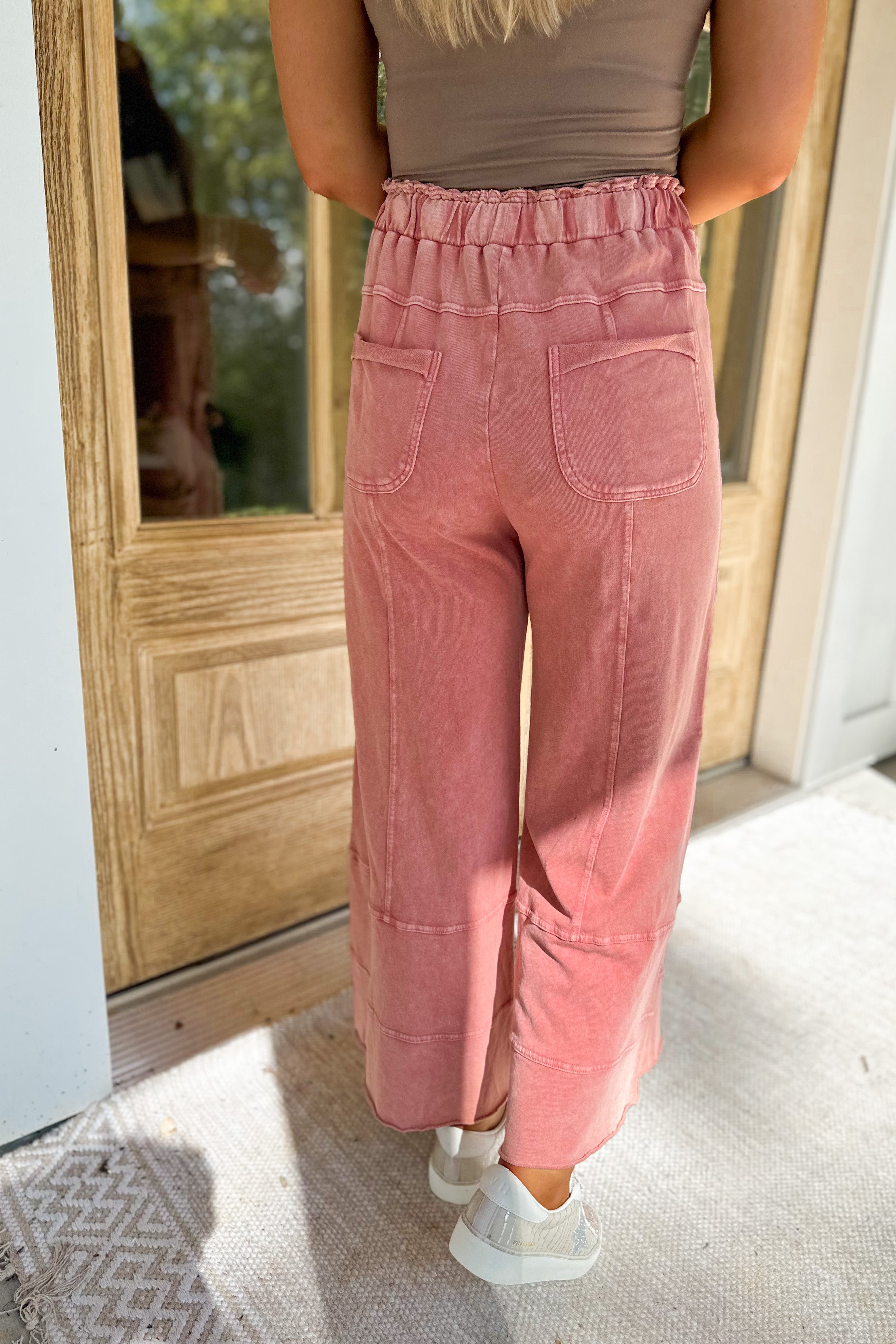 Bradley Mineral Washed Terry Knit Wide Leg Pants - Be You Boutique